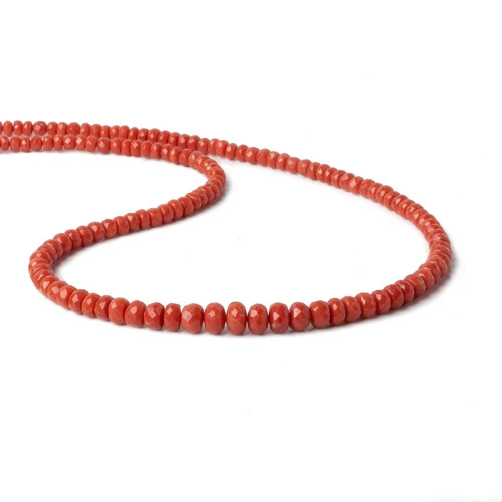 2-4mm Natural Red Italian Coral faceted rondelles 18 inch 170 pieces AA