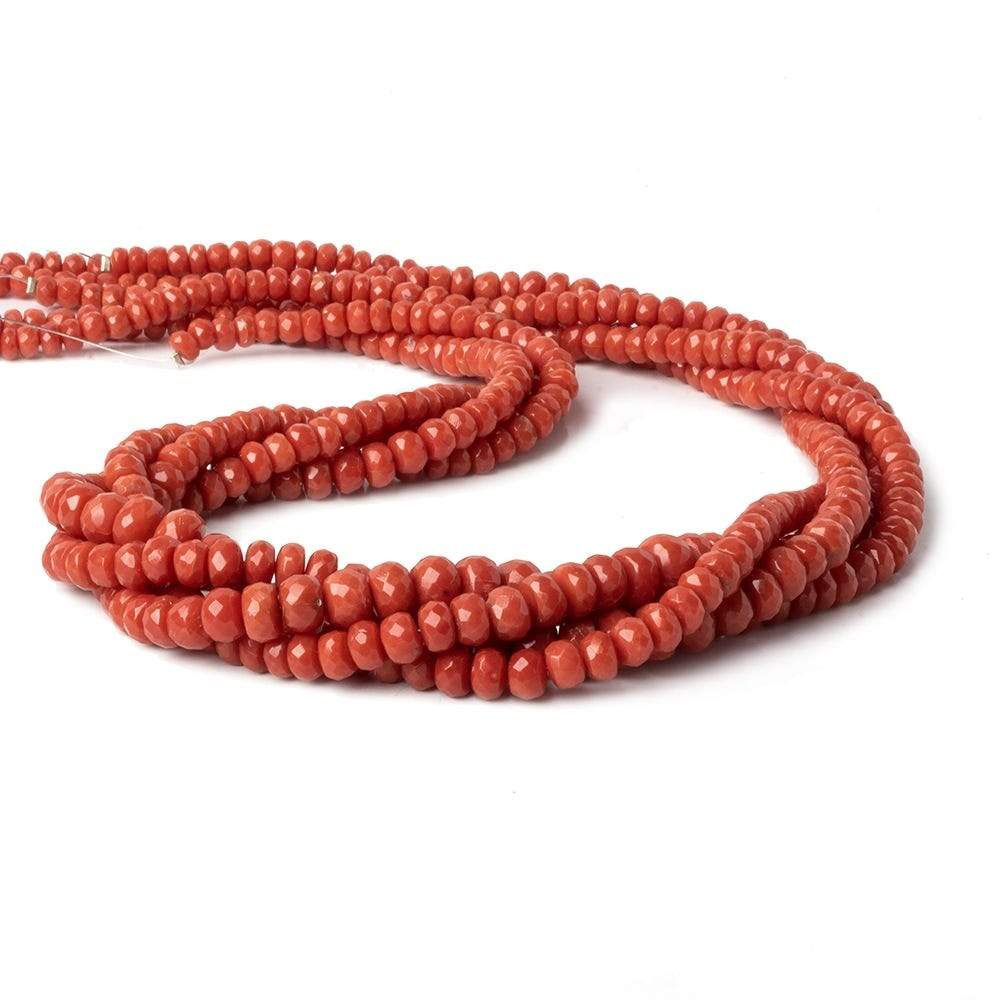 2-4mm Natural Red Italian Coral faceted rondelles 18 inch 170 pieces AA