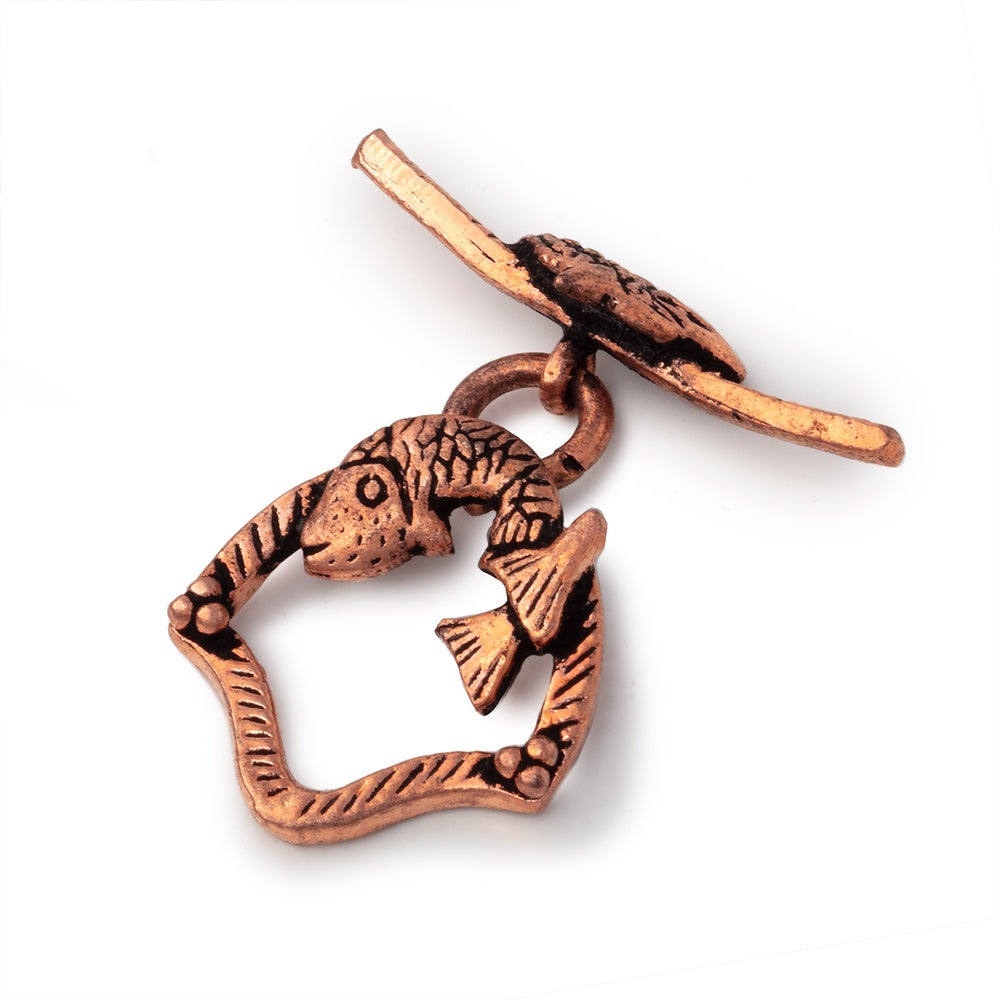 19x17mm Antiqued Copper Toggle with Koi Fish 1 piece