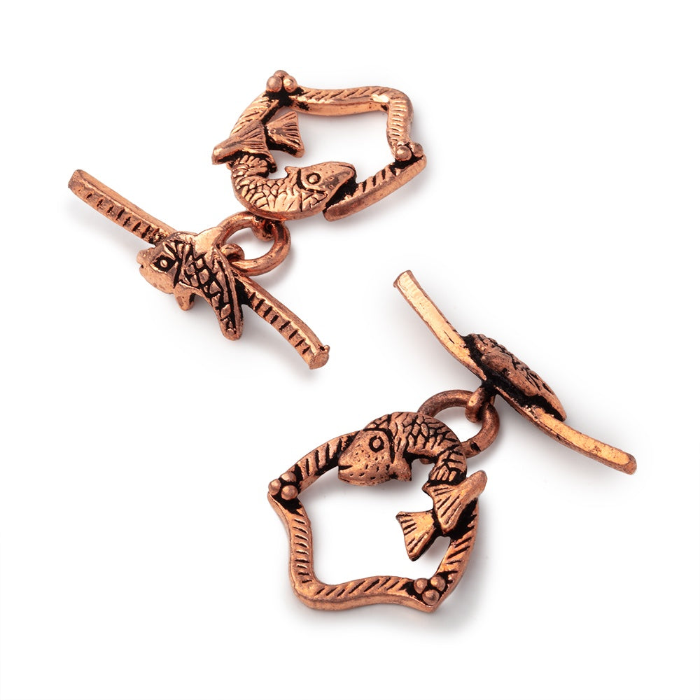 19x17mm Antiqued Copper Toggle with Koi Fish 1 piece