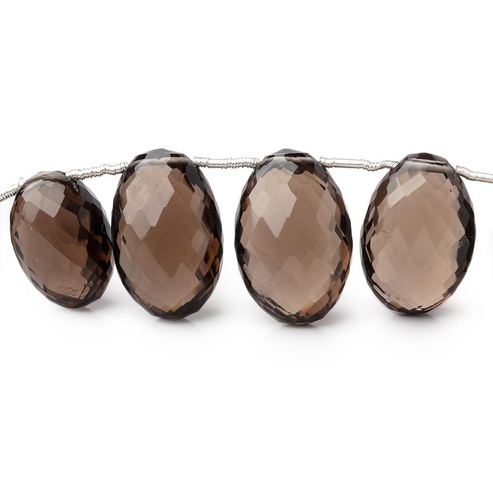 Smoky Quartz Faceted Oval Beads 7.5 inch 14 pieces
