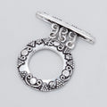 20mm Antiqued Sterling Silver Round Triple Strand Toggle 1 Finding