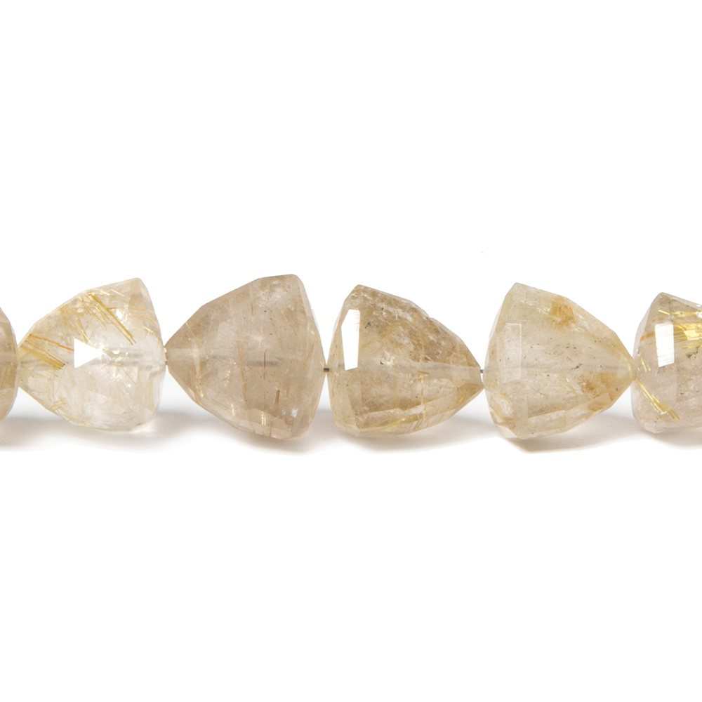8-12mm Rutilated Quartz Straight Drilled Faceted Trillions 8.25 inch 23pcs