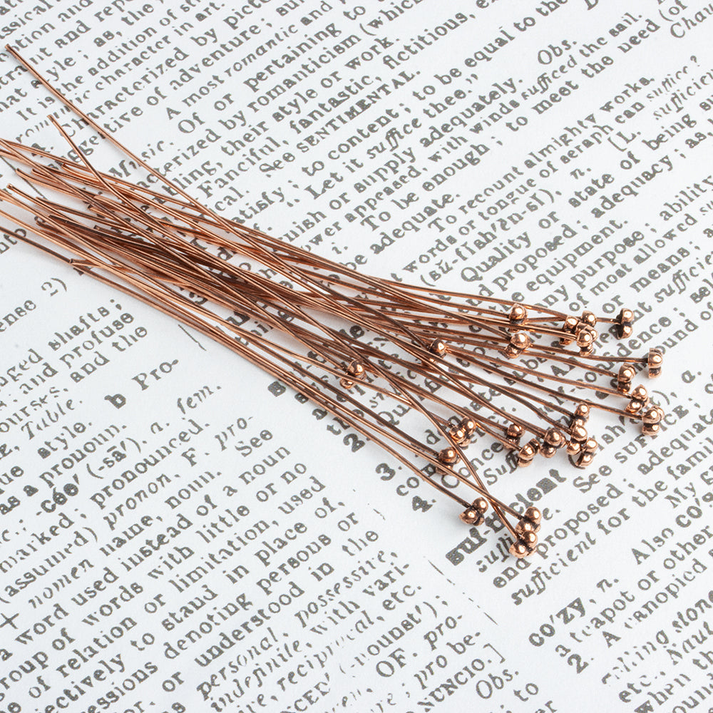 3" length Copper 3 Ball Design Headpin, 22 Guage 22 Pieces