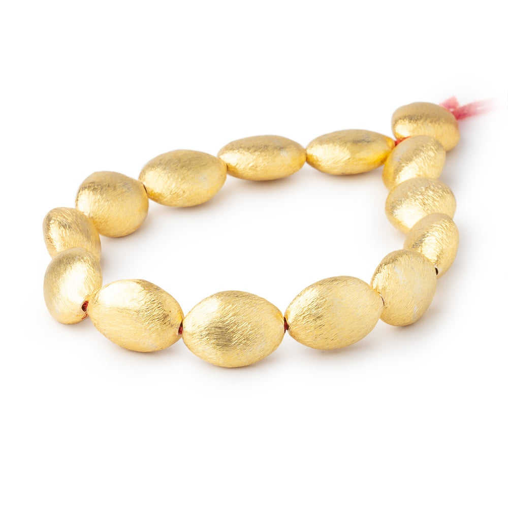 15x11mm 22kt Gold Plated Copper Brushed Puffy Ovals 8 inch 14 Beads