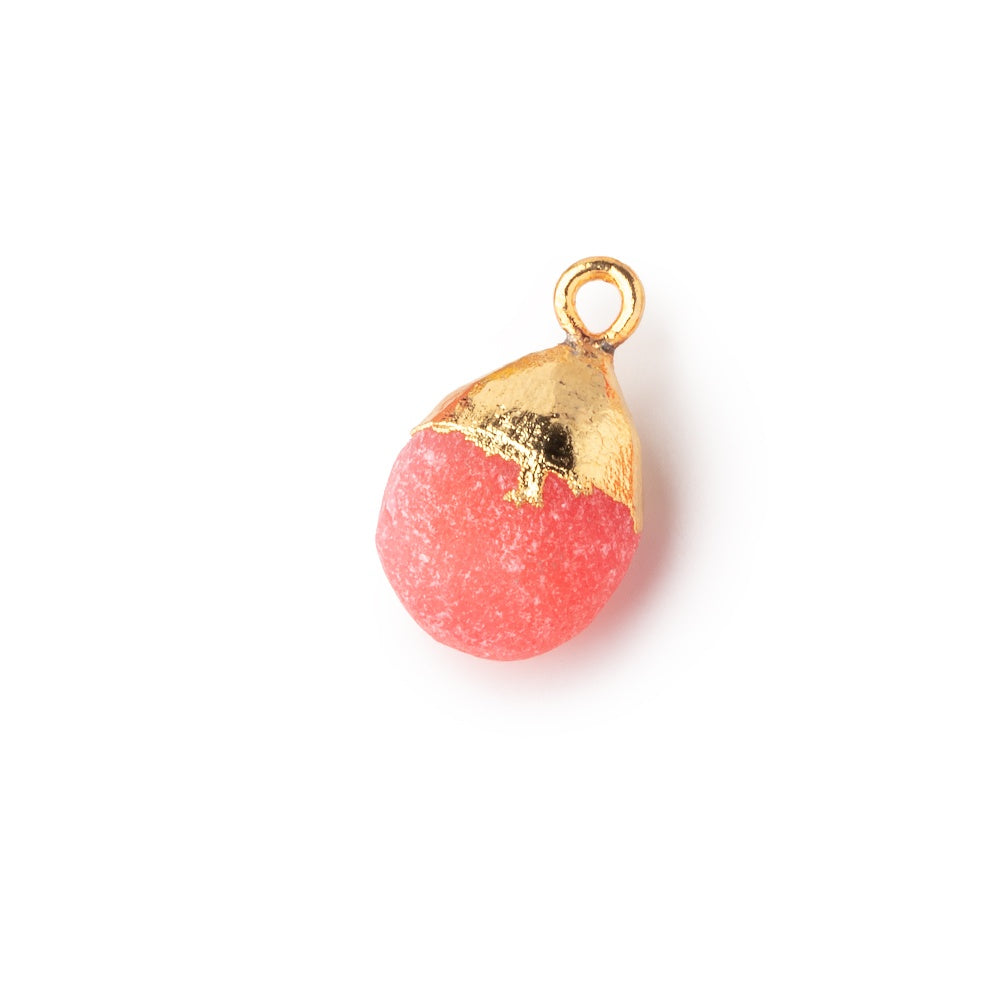 14x9mm Gold Leafed Frosted Watermelon Chalcedony Focal Pendant 1 piece