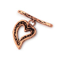 26x20mm Copper Toggle Antiqued Heart 1 piece