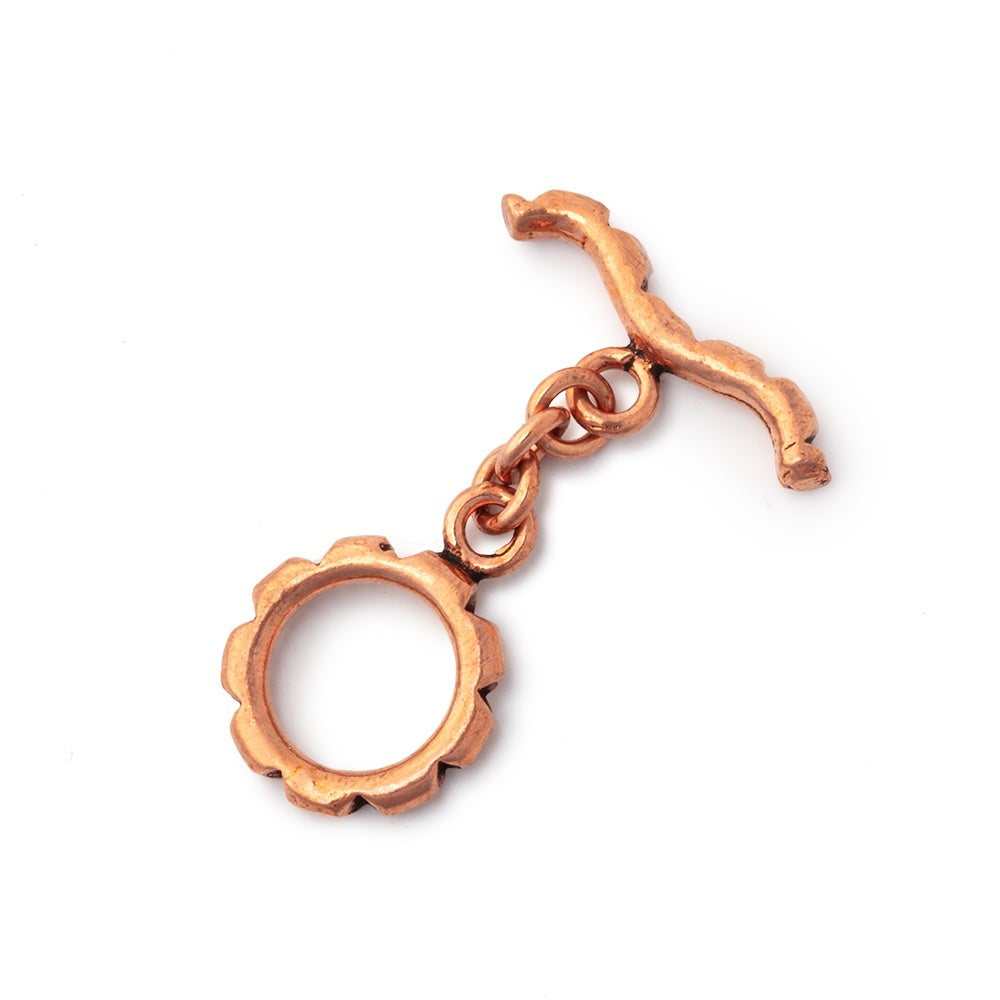 19x13mm Copper Toggle with Grooved Design 1 piece