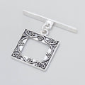 18x20mm Antiqued Sterling Silver Rectangular Floral Toggle 1 piece