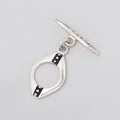 16.5x12.5mm Antiqued Sterling Silver Oval Toggle Miligrain Design 1 piece
