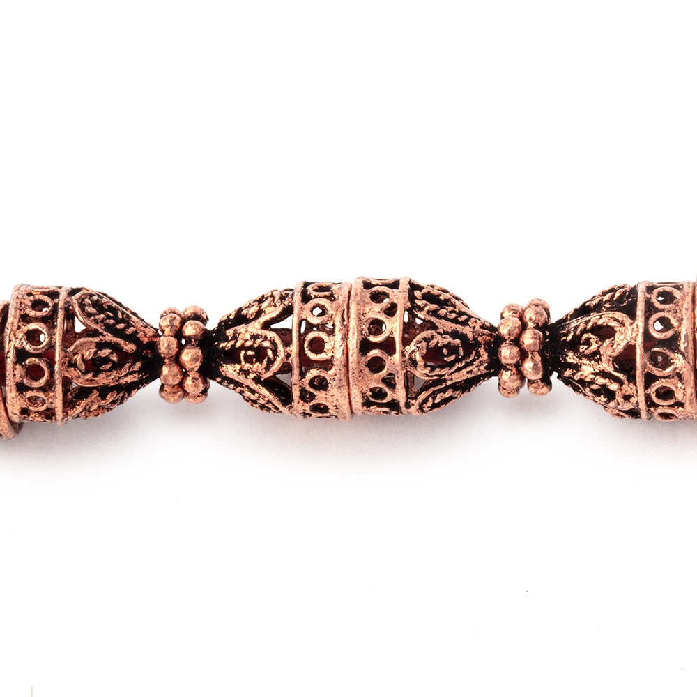 12x10mm Antiqued Copper Filigree Cone 8 inch 18 Beads