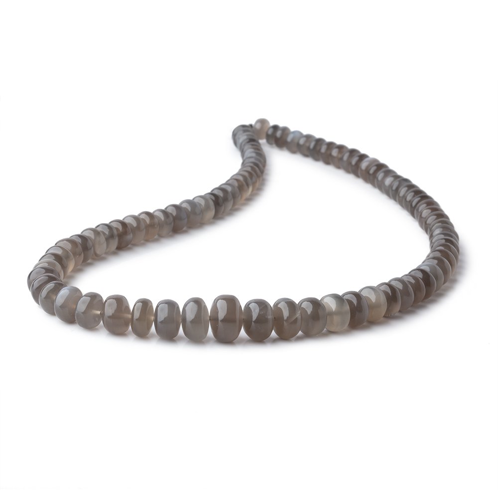 7-10mm Platinum Grey Moonstone Plain Rondelle Beads 16 inch 78 pieces