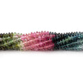 3.5mm Multi Color Tourmaline Plain Disc Rondelles 15.25 inch 230 Beads
