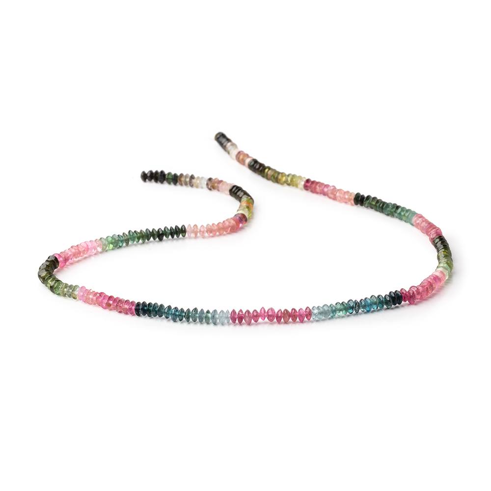 3.5mm Multi Color Tourmaline Plain Disc Rondelles 15.25 inch 230 Beads