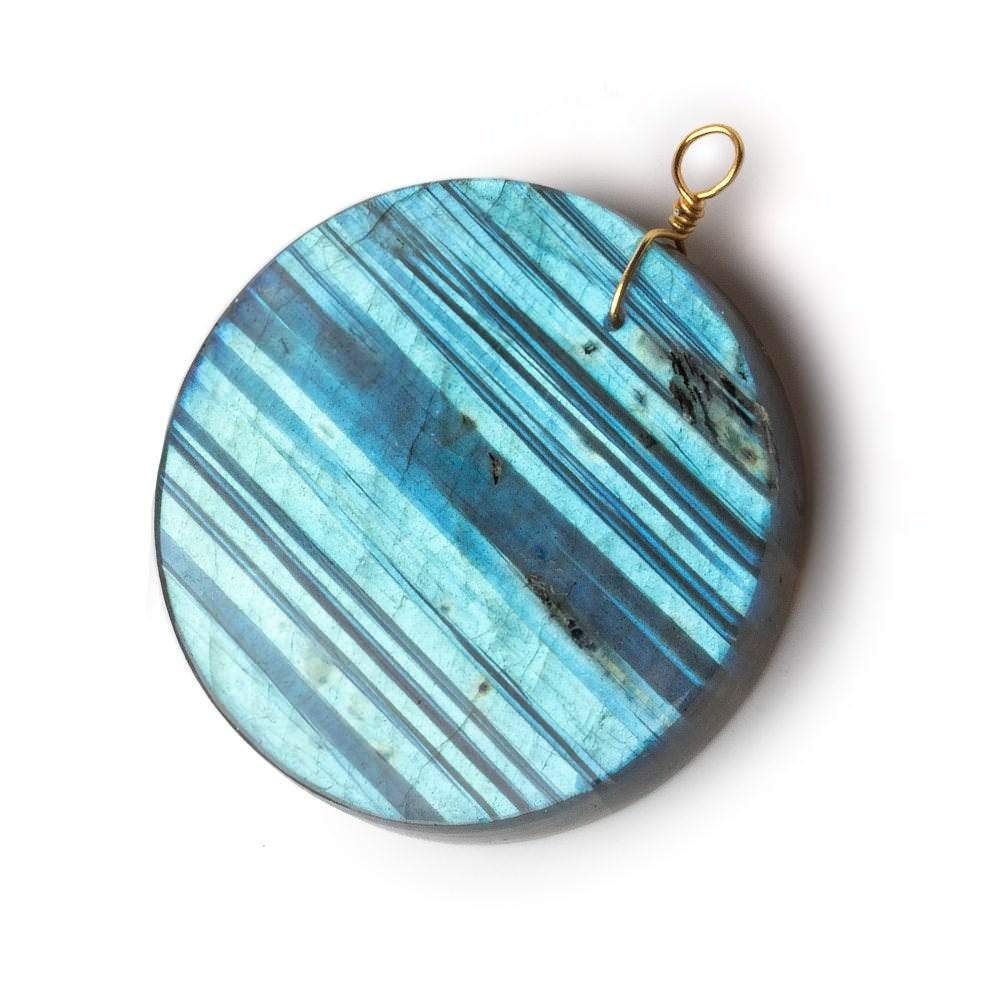 40mm Labradorite plain coin disc focal beads 1 piece AA