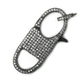 40x16mm Black Gold .925 Silver CZ Oval Lobster Clasp with CZ Ring 1 piece