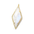 40x18mm Vermeil Bezel CZ & Rainbow Moonstone Faceted Kite Marquise Pendant 1 focal bead