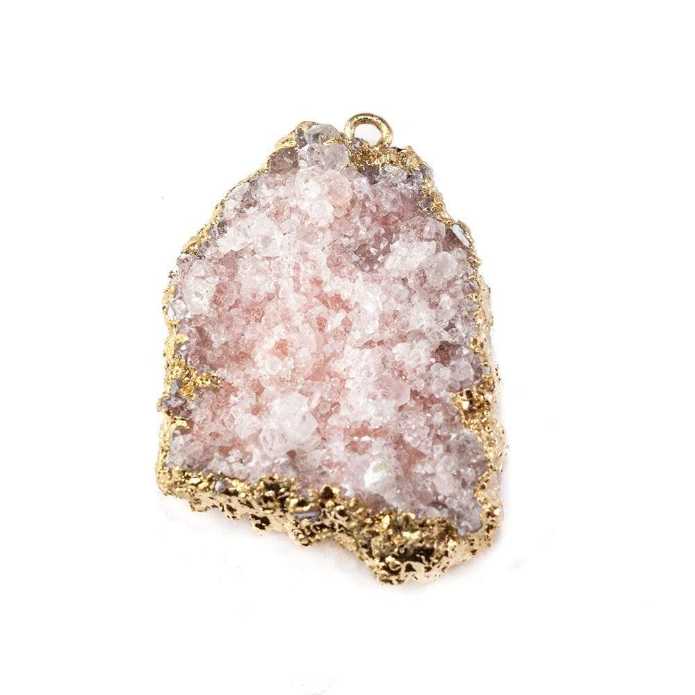 40x24mm 22kt Gold Leaf Edged Calcite Mineral Crystal Pendant 1 piece
