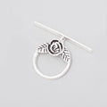 17mm Antiqued Sterling Silver Round Toggle Rose Design 1 piece