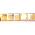 8mm 22kt Gold Plated Brushed Square Beads 8 inch 25 pieces