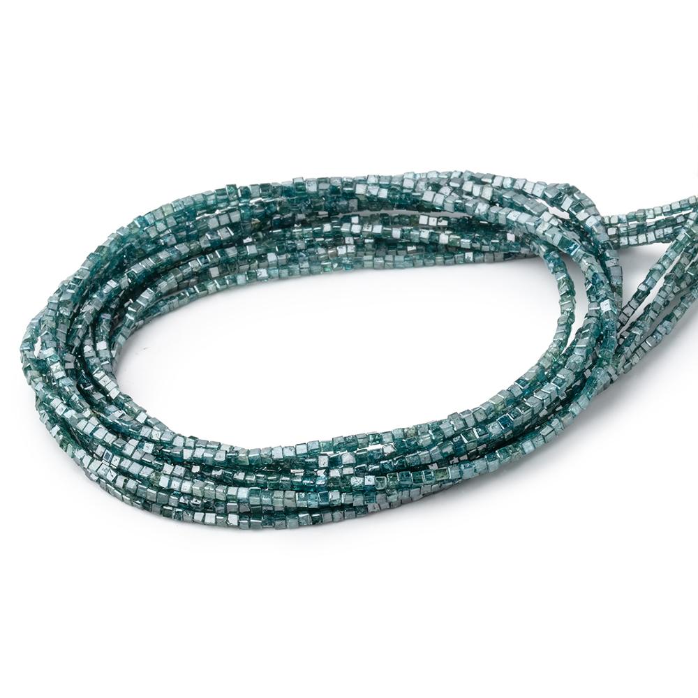 1-1.7mm Teal Blue Diamond Unfaceted Cube Beads 15 inch 290 pieces