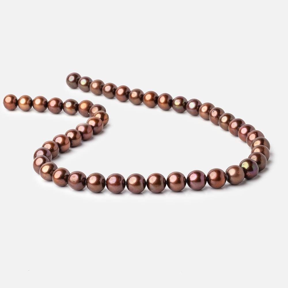 9-10mm Chocolate Brown Off Round Pearl Beads 15 inch 46 pieces