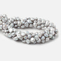 8-10mm Silver Keshi Side Drilled Freshwater Pearls 16 inch 50 Beads