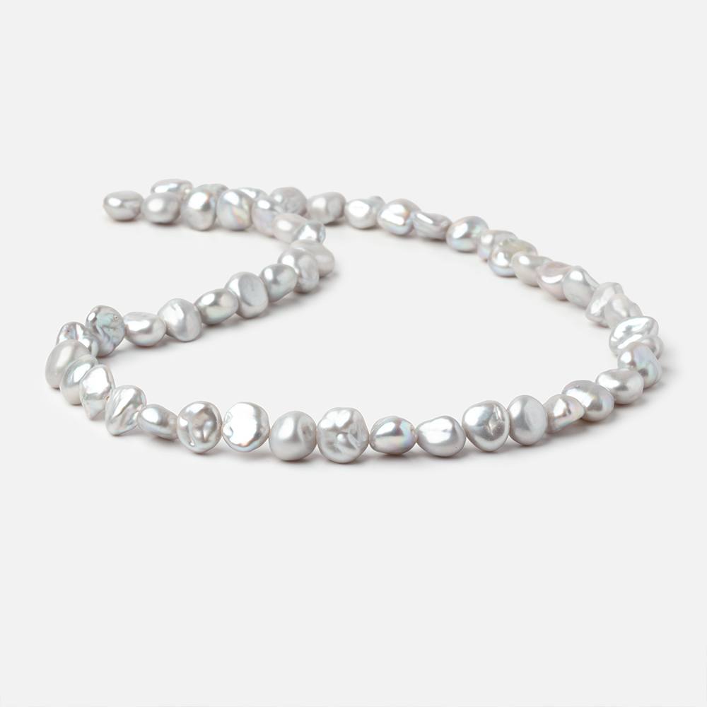 8-10mm Silver Keshi Side Drilled Freshwater Pearls 16 inch 50 Beads