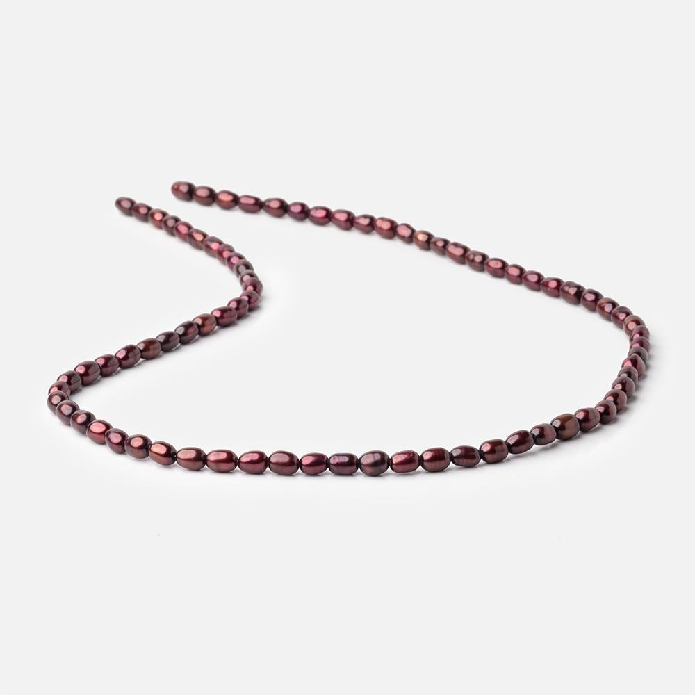 4x3mm Wine Red Oval Freshwater Pearl Beads 15 inch 78 pieces