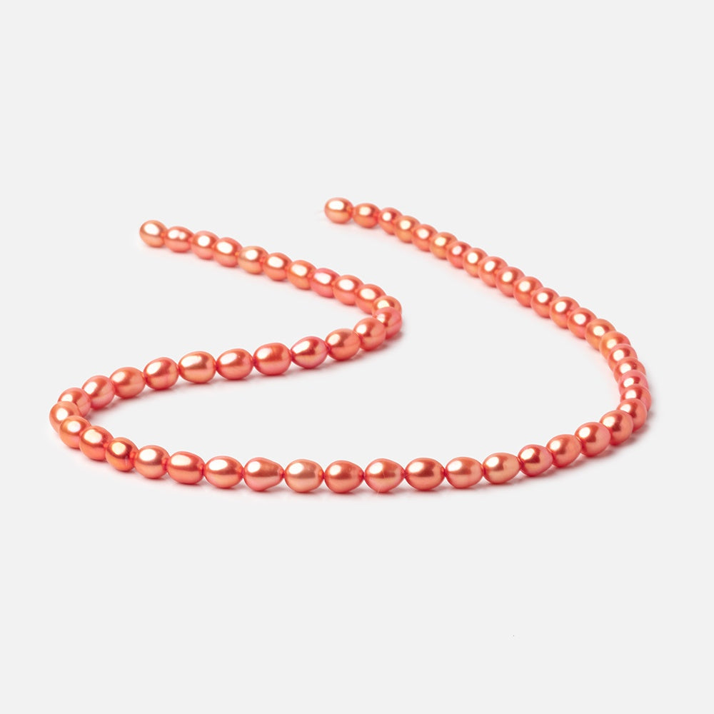 6x5mm Coral Straight Drill Oval Freshwater Pearl 15.5 inch 60 pieces