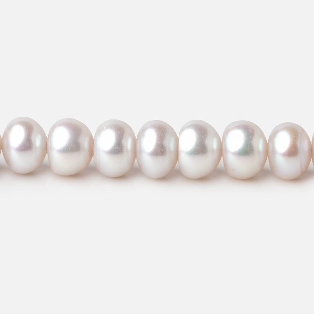 Silver Center Drill Button Freshwater Pearl