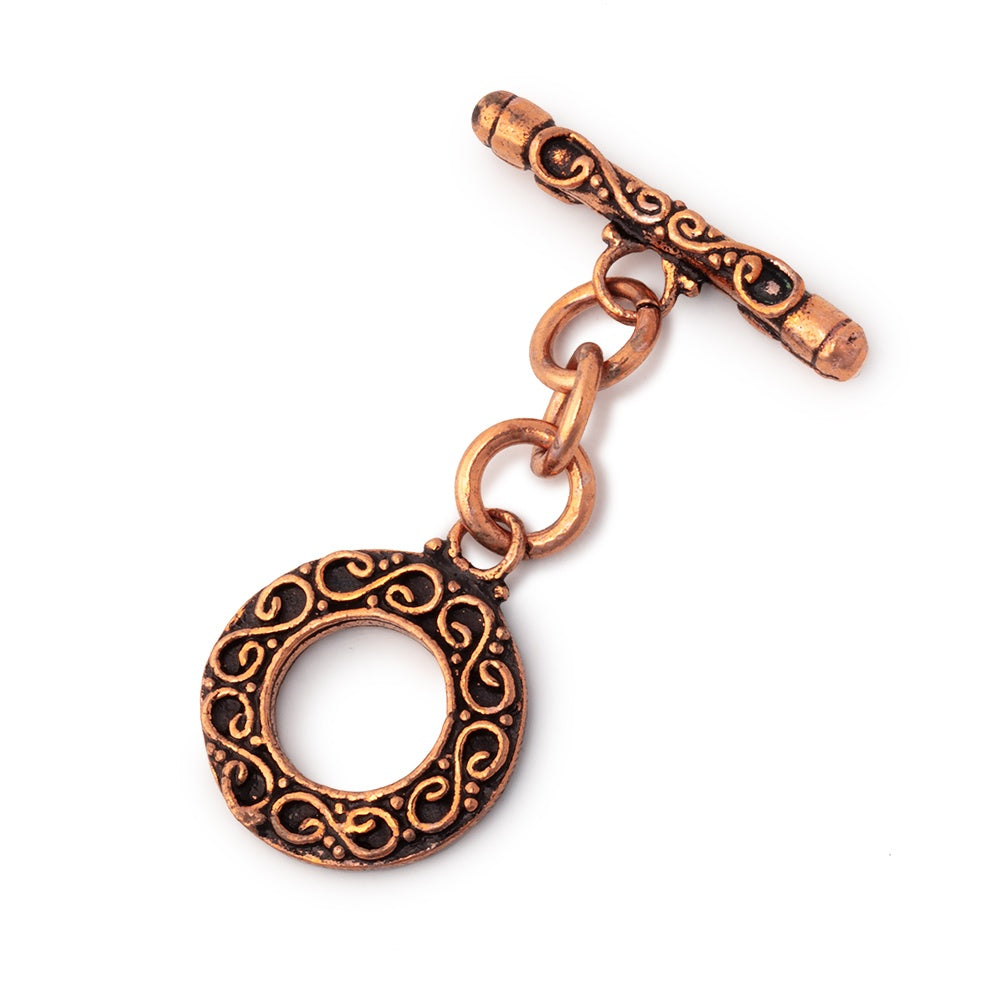 17mm Antiqued Copper Round Toggle with Infinity Design