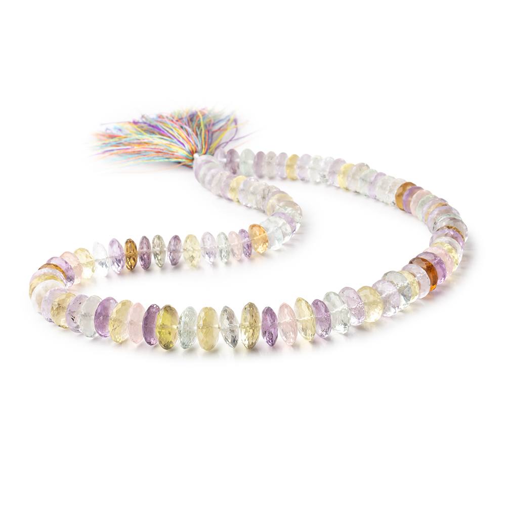 8-12mm Multi Gemstone German Faceted Rondelles 16 inch 93 Beads  AAA