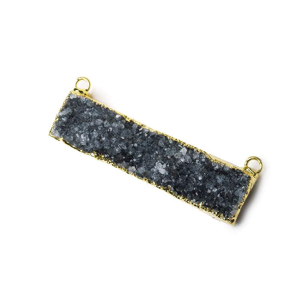 41x11mm 22kt Gold Leafed Grey Smoky Quartz Drusy East West Connector 1 Focal Bead