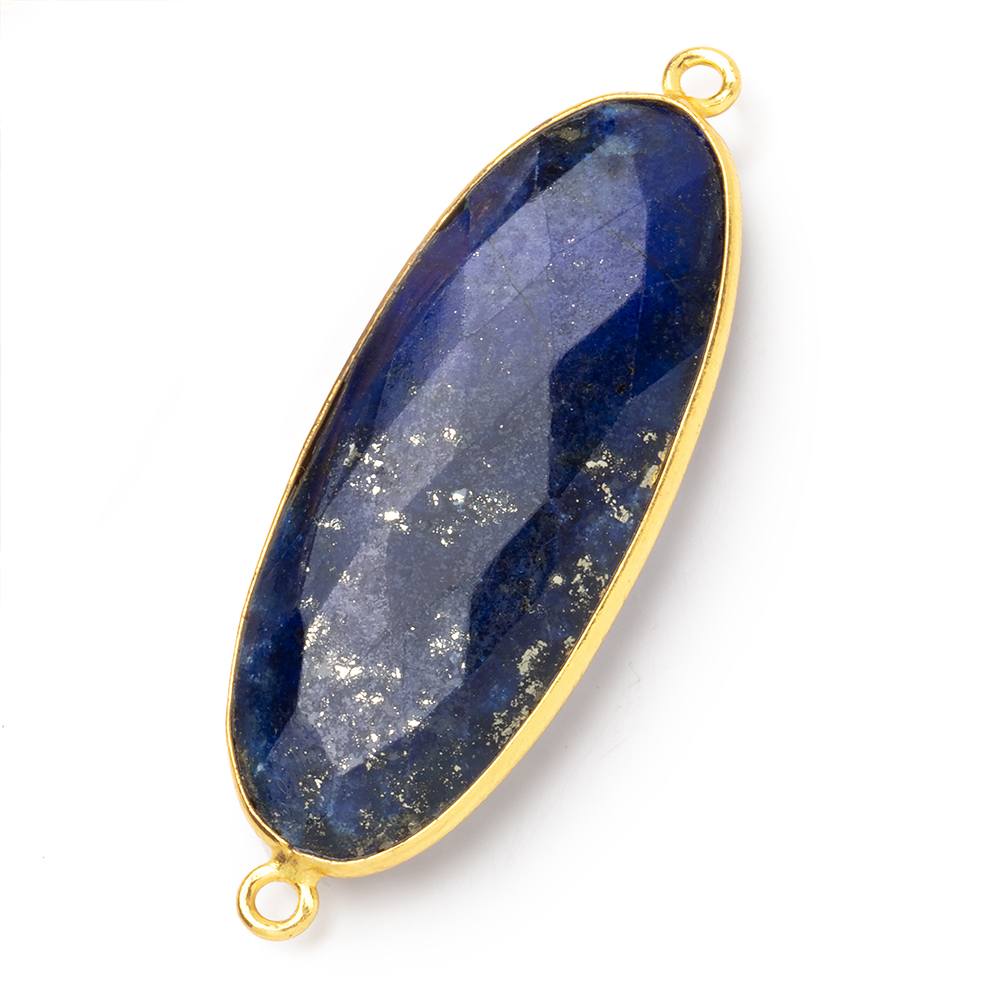 41x18mm Vermeil Bezel Lapis Lazuli Faceted Oval Connector 1 piece