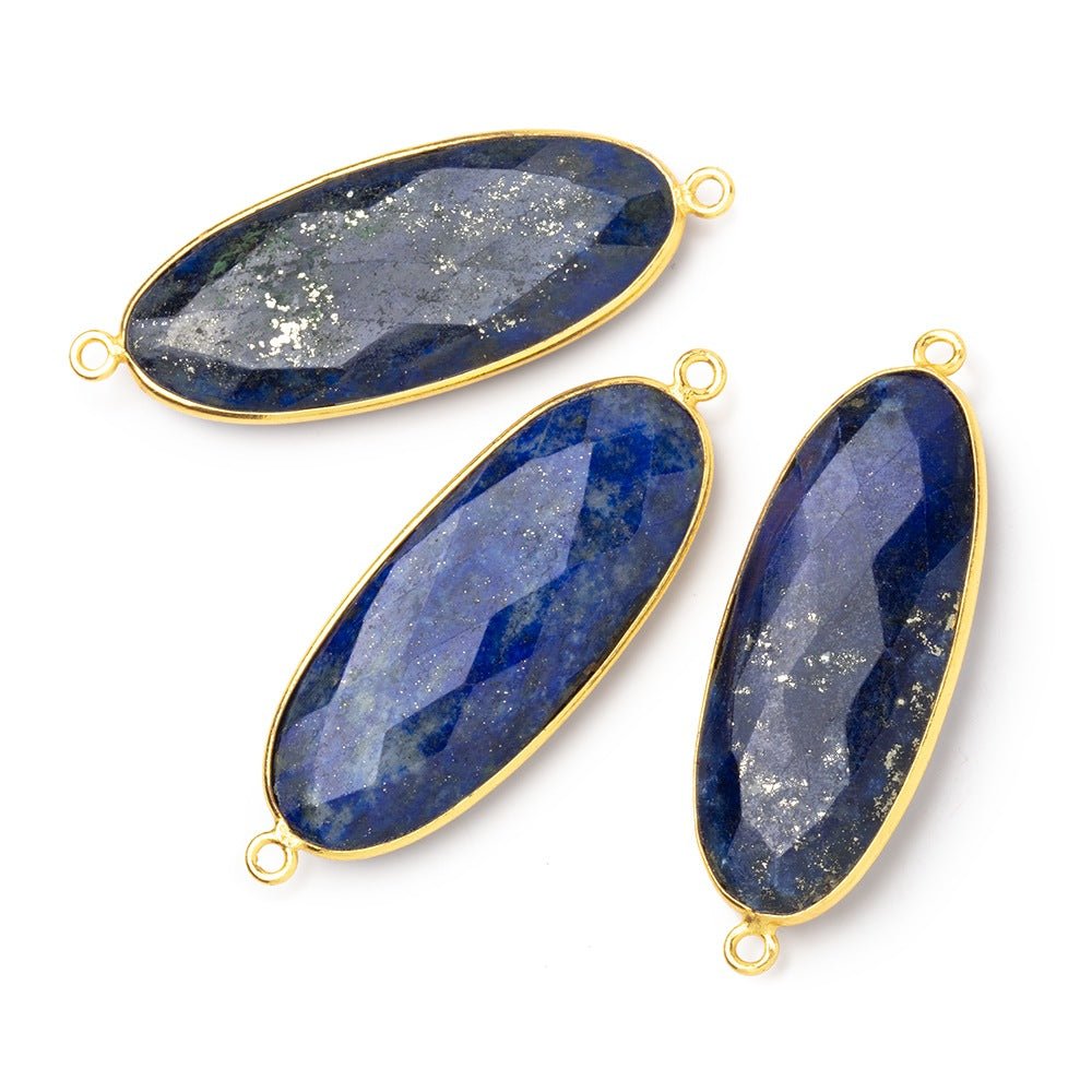 41x18mm Vermeil Bezel Lapis Lazuli Faceted Oval Connector 1 piece