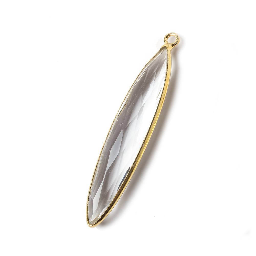 Crystal Quartz Vermeil Bezel Elongated Marquise Pendant 1 focal bead
