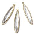 Crystal Quartz Vermeil Bezel Elongated Marquise Pendant 1 focal bead