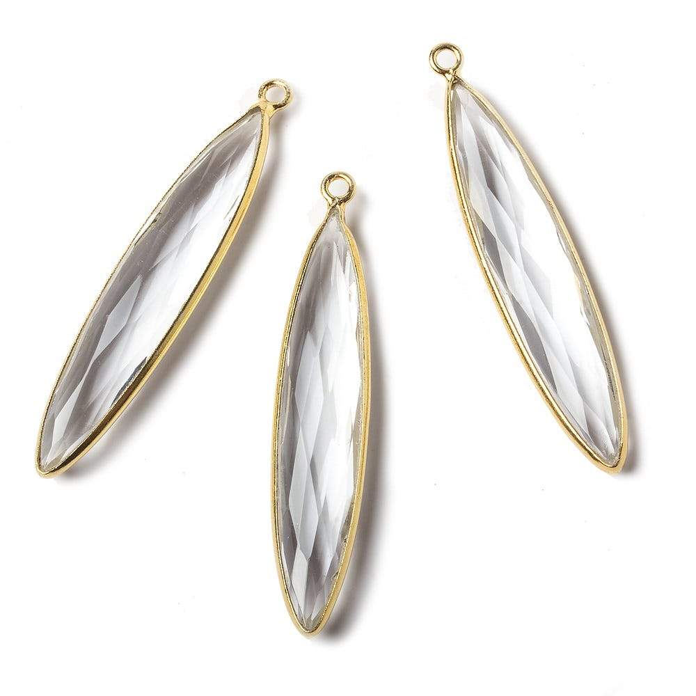 Crystal Quartz Vermeil Bezel Elongated Marquise Pendant 1 focal bead