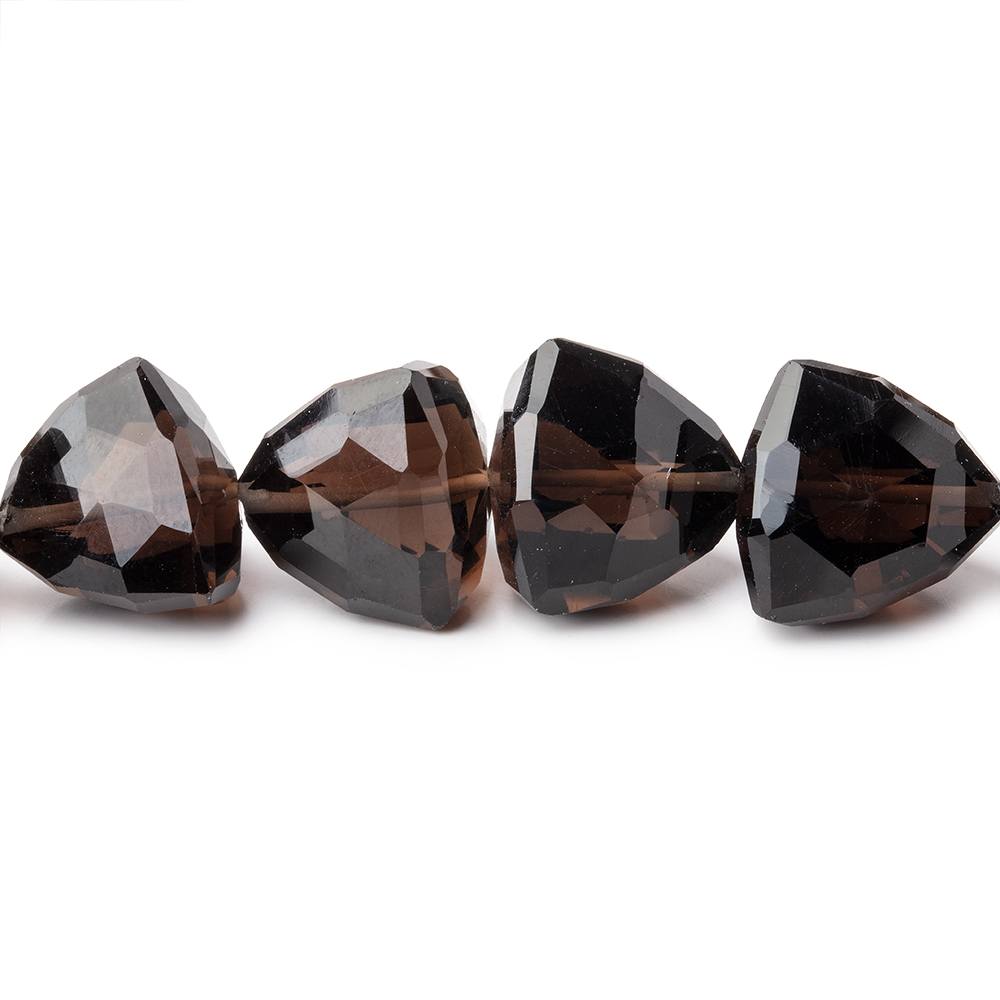 8-10mm Smoky Quartz Faceted Trillion Beads 15 inch 49 pieces