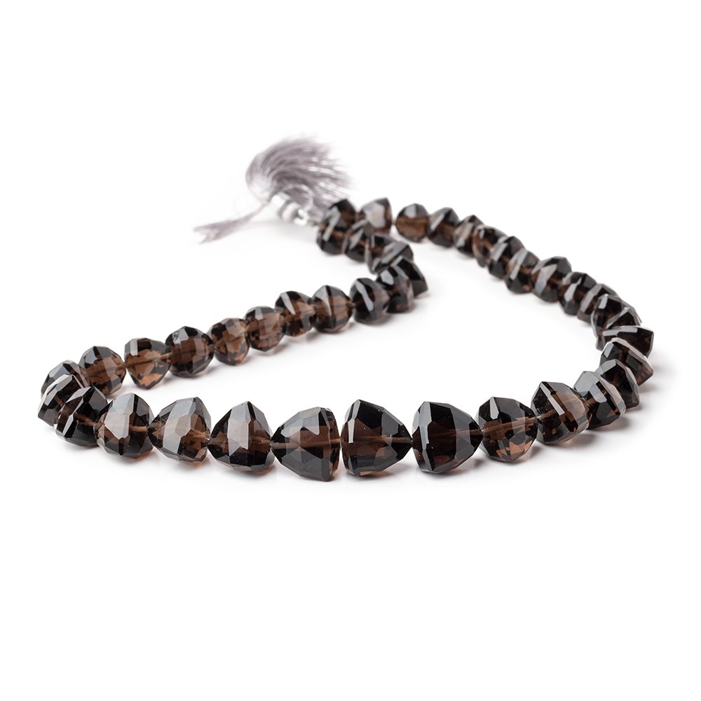 8-10mm Smoky Quartz Faceted Trillion Beads 15 inch 49 pieces