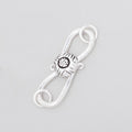 29x10mm Antiqued Sterling Silver S Hook with Floral Button 1 piece