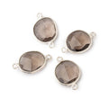 Sterling Silver bezeled Smoky Quartz faceted nugget Connector Set of 4