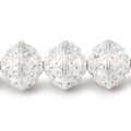 14x12.5mm Sterling Silver Plated Copper Bali Design Rondelles 8 inch 16 Beads