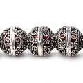 16x14mm Antiqued Sterling Silver Plated Copper Filigree Rondelle 8 inch 15 Beads