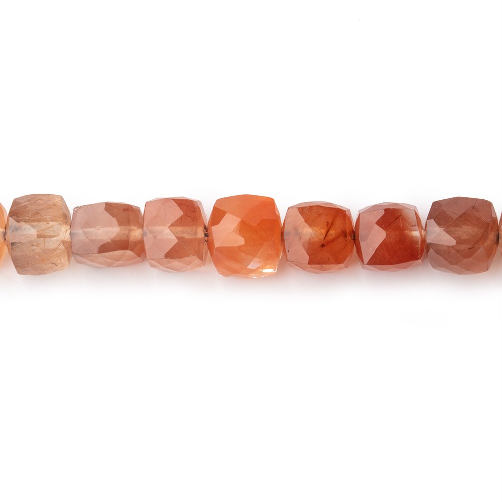 5-6mm Tangerine Quartz Faceted Cube Beads 12 inch 54 pieces