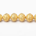 9mm 22kt Gold Plated Copper Round Moroccan Round 8 inch 25 Beads