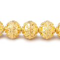 12mm 22kt Gold Plated Copper Moroccan Round 8 inch 18 Beads