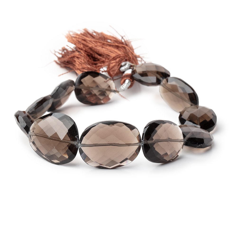 15x13-21x17mm Smoky Quartz Faceted Flat Nugget Beads 8 inch 11 pieces