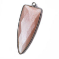 42x16mm Black Gold Bezel Angel Skin Peach Moonstone Point 1 ring Pendant 1 piece